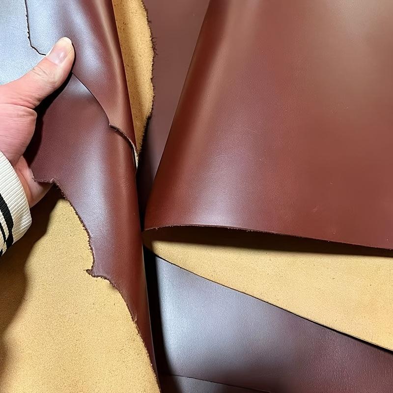 TEMU Oil Wax Discoloration Cowhide Top Layer Genuine Leather, Thickness 2.0mm, Slightly Hard, Suitable For Making Wallets And Handicrafts