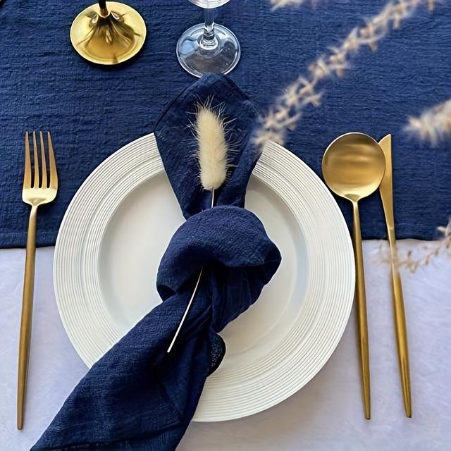 TEMU 6/10/50 pièces 12.6x12.6 pouces Napkins en gaze bleu marine en coton pour au , Noël, vacances, et décorations de fête