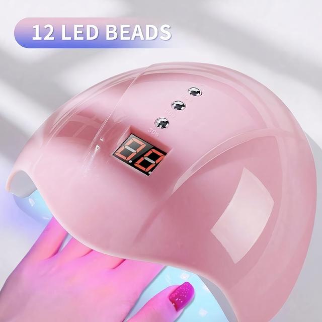 TEMU Single Unit 12 Led Pink Nail Lamp, A Source Nail Device, Designed For Nail Art For Women And