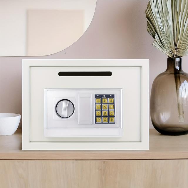 TEMU White Safe Large 16l Hotel Office Home Safe Box, Metal Box For Home Hidden Money Safe Storage Safe, Solid Security Fireproof Safe With Code And Key, Electronic Box Digital Code Cabinet Lock Safe