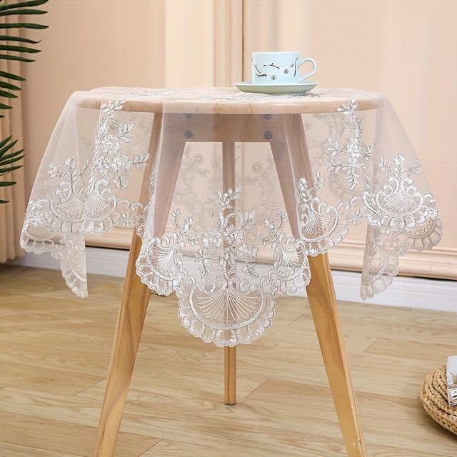 TEMU 1pc, Exquisite Polyester Embroidered Table Runner, Suitable For Living Room Table Decoration, Party Gathering, Holiday Decoration, Wedding Decoration