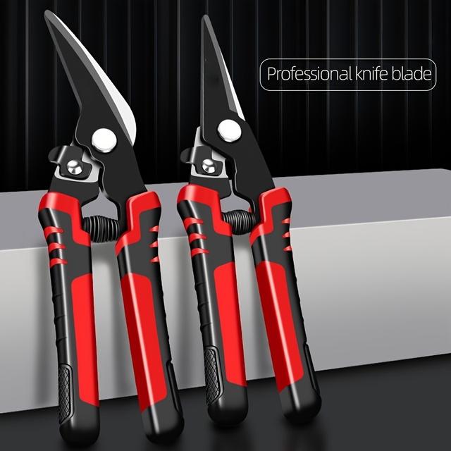 TEMU Sks Heavy-duty Chrome Vanadium Steel Scissors, , Shears For Stainless Steel, Aluminum, And Wire Mesh, With Integrated Ceiling Track Cutter Tool