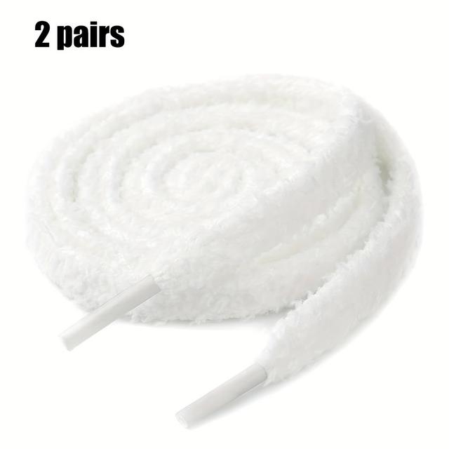 TEMU Of Snowflake Plush Shoelaces, 10mm Wide, For Casual Shoes, Board Shoes, Sneakers(120cm/47.2in)