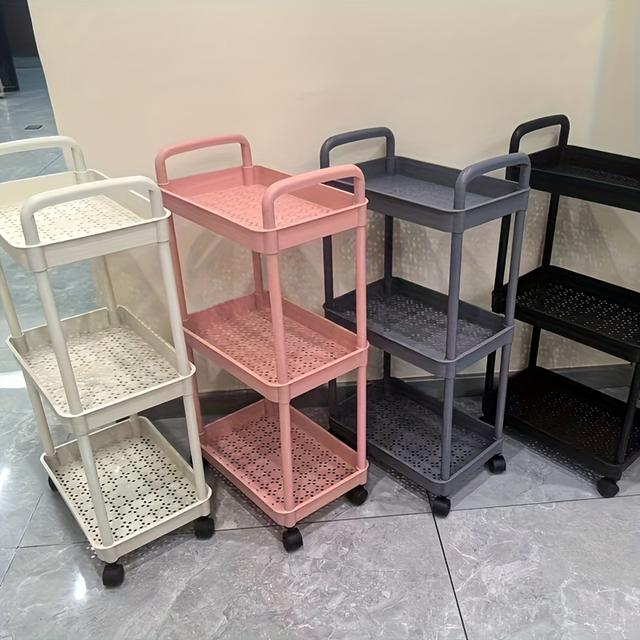 TEMU 2-layer, 3-layer, 4-layer, And 5-layer Carts For Storage, Multifunctional Organizers For Kitchen, Bathroom, And Bedroom, Multi-tier Snack Shelves, Office Storage Racks