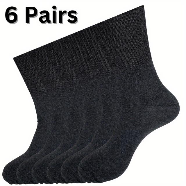 TEMU 6 Pairs Breathable Crew Socks, Unisex, Loose Cuff, Non-binding, Comfortable & Breathable, Accessory For Seniors