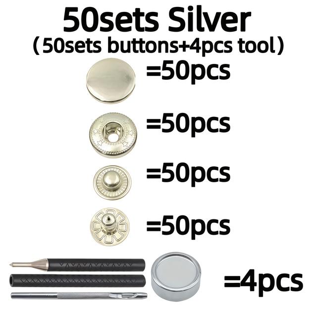 TEMU 50 наборів кнопок 15 мм – у комплекті інструменти для встановлення. Ідеально для аксесуарів та рукоділля. Легко застібаються, надійні та міцні, не розстібаються. Високоякісний та довговічний