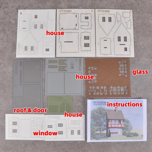 TEMU Ein Modellbausatz freistehenden Hauses und einer Eisenbahn-Anlage, zum Zusammenbauen, mit einem architektonischen Sandtisch-Diorama im Maßstab 1/87