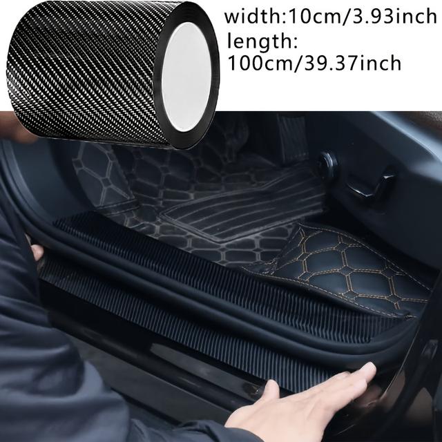 TEMU 1 Roll 3d Fiber Car Door Edge Protector, Pvc Anti-scratch Adhesive Film, Universal Bumper Cover, Black