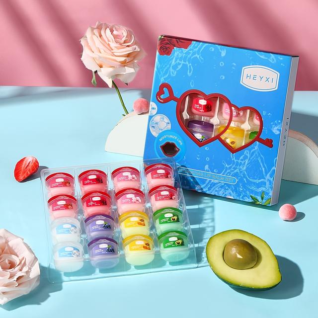 TEMU 16pcs Autumn And Winter Lip Mask Set With Fruit-flavored Lip Balm For Moisturizing And Preventing