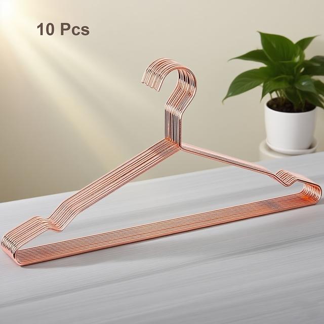 TEMU 10/20 Stück Roségold Metall Kleiderbügel, 16,53" Glänzende Kupferoptik Platzsparend mit Kerben Schwerlast für Blusen Röcke Hemden Jackets & Hosen Samtbügeleisen Bügelfolie 10-20er Pack