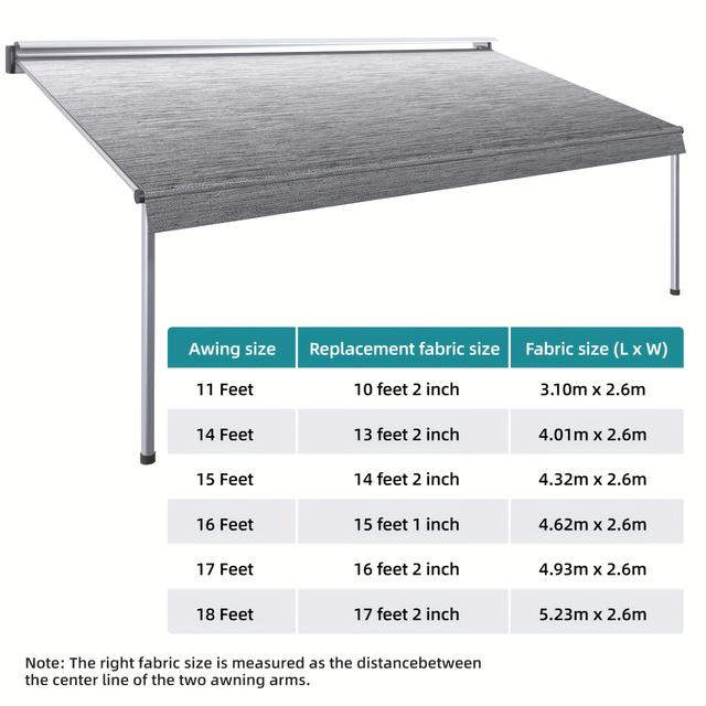 TEMU Replacement Fabric For 14ft Rv Awnings, Made From Durable Weather-resistant Vinyl, Suitable For Various Outdoor Canopies For Rvs, Motorhomes, And Trailers In A Light Gray Fade