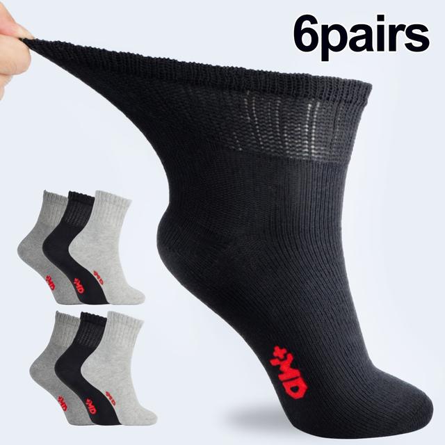 TEMU 6 Pairs Unisex Diabetic Socks - Mid-calf , Breathable & Comfortable, No-strain Fit, Options For , Diabetes Accessories, Comfortable Sock Material