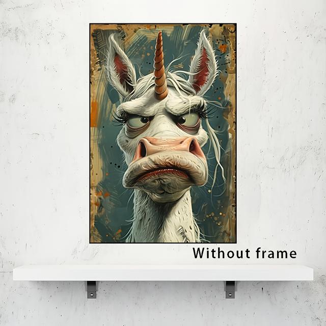 TEMU Lustiger Pferde-Leinwanddruck - Moderne Abstrakte Wanddekoration für Zuhause, Büro oder Café - Ungerahmtes Poster 18x12 Zoll, Perfekte Geschenkidee, für Raumdekoration