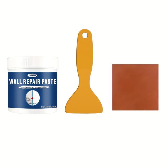 TEMU 100g Waterproof White Wall Repair Paste | Quick-drying, Long-lasting Seal For Indoor And Outdoor Repairs, , Holes, | Includes Scraper And Sandpaper