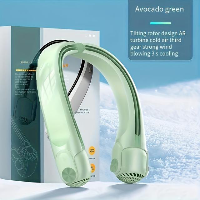 TEMU 1pc A Portable Neck Fan That Charged Via Usb, Featuring A Bladeless Design And Adjustable Turbo Settings, Ideal For Outdoor Activities