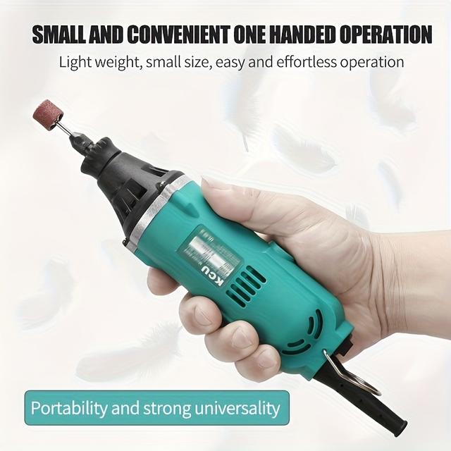 TEMU EU-Standard, 3mm Rotationswerkzeug-Set, Polierer, Elektrischer Rollenschleifer, 6-Gang variabel, Tragbarer Haken, Schleifen, Polieren, Gravur-Zubehör, Ideal für DIY Heimdekoration