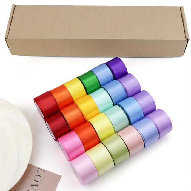 TEMU 120 Yds Lange Satijnen Linten, 24 Rollen Satijnen Lint, 24 Kleuren Satijnen Linten voor Kerstcadeauverpakking, Strikken, Knutselen DIY, Boeket Bruiloft, Douche Decor
