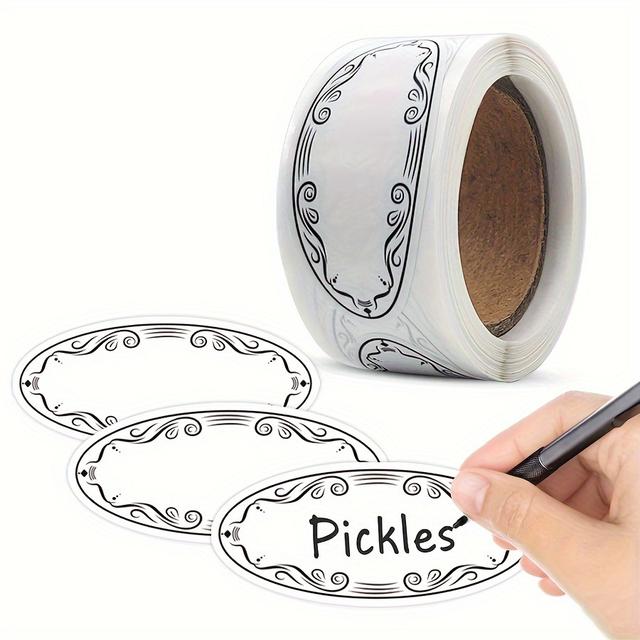 TEMU 150 Stickers/roll Oval White Label Stickers Food Classification Marking Jar Label