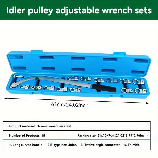 TEMU Car Engine Idler Pulley Tensioner With Wheel Adjustment Wrench And Extended Socket Wrench