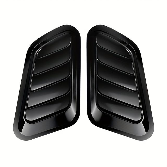 TEMU Car Hood Vents, 2pcs Universal Engine Cover Air Intake Grilles - Suitable For Automotive Hood Ventilation, Carbon Fiber & Gloss Black