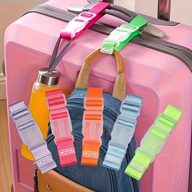 TEMU 5pcs Random Color Travel Luggage Straps | Durable Adjustable Straps Release Buckles, Lightweight And For Secure Suitcases, Car Travel, And