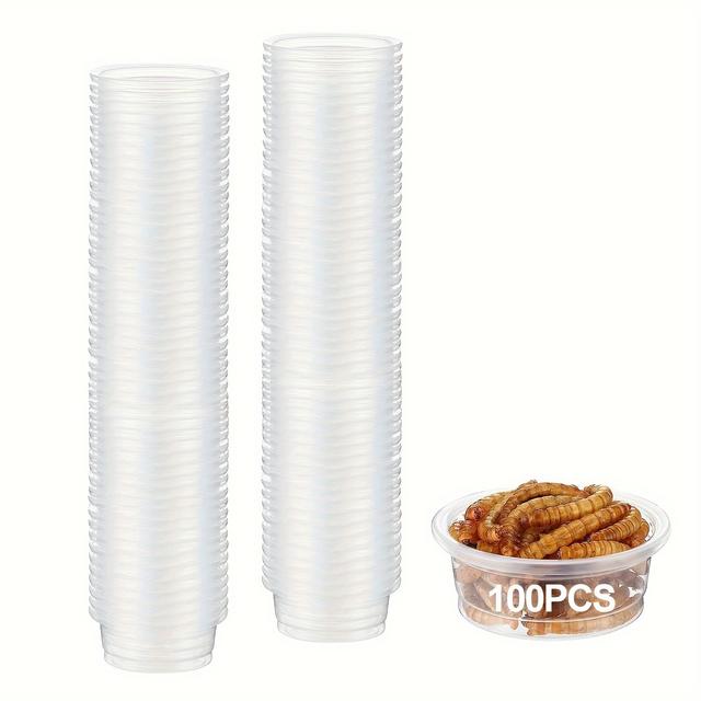 TEMU 100 von 500 Futterplatten für Geckos, 15-ml Futterbecher aus Kunststoff für Reptilien und Kleintiere.