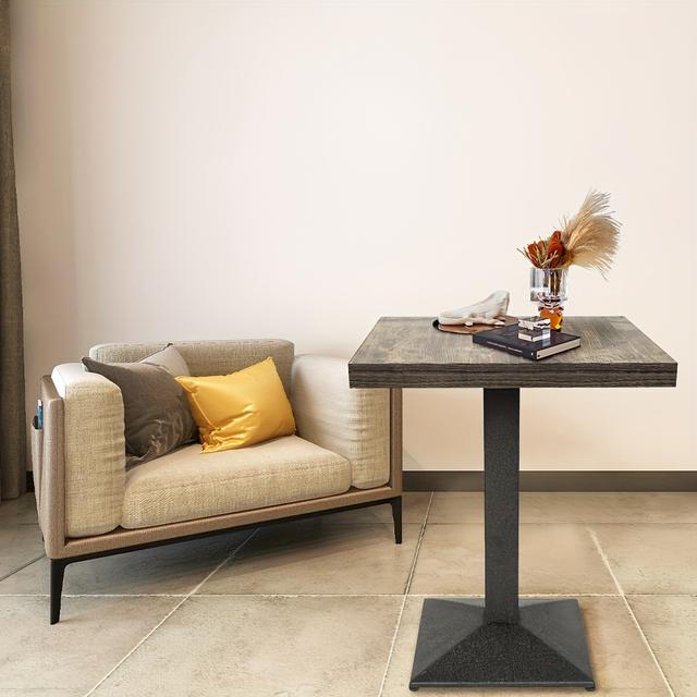TEMU Quadratischer Bistro-Tisch 60cm - Massivholzplatte Mit Industrieller Metallbasis, Robuster Kommerzieller Esstisch Für Cafés, Restaurants Und Bars, Leicht Zu Reinigen, 75cm Hoch, Einfache Montage