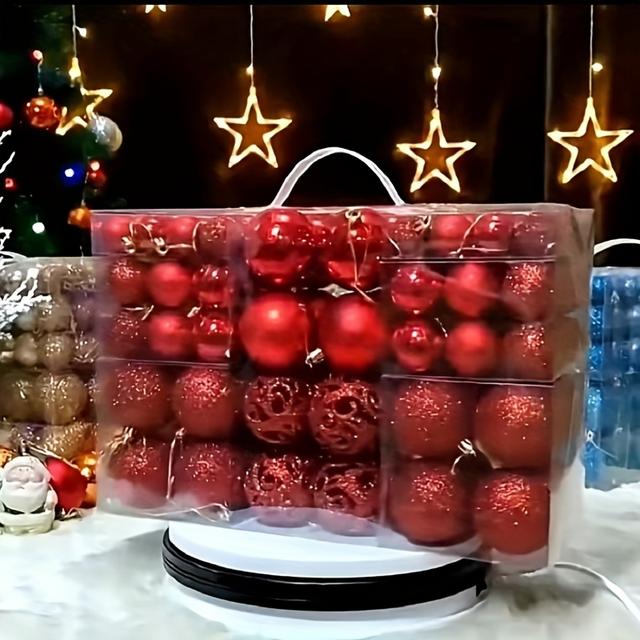 TEMU A Set Of 100 Electroplated Pink Ornaments In A Hollow Box, Perfect For Decorating Christmas Trees, Homes, Supermarkets, And For Use As Gifts In Christmas Stockings