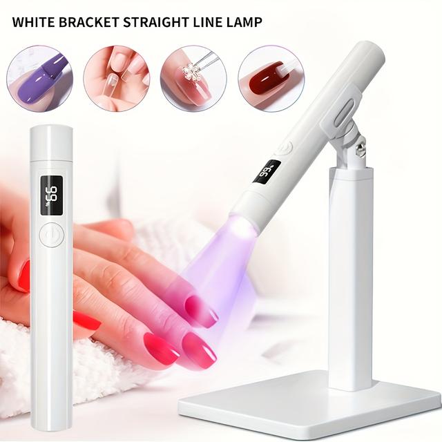 TEMU White Display Letter Lamp + Stand - Handheld Nail Lamp With Display, Rechargeable Letter Lamp Stand, 360-degree Rotating Multifunctional Stand For Nail Tips