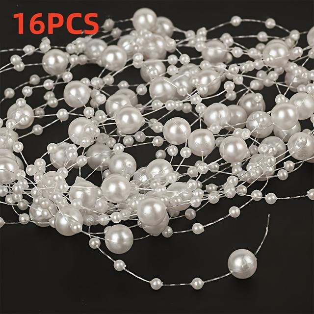TEMU 8-pack/16-pack Assorted Colors Polyresin Pearl Garland, 55.12 Inches Floating Candle String For Wedding Centerpieces, Romantic Party & Date Decor, Diy Bridal Accessories