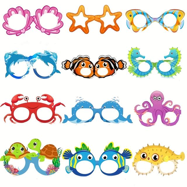 TEMU 12 Stück Ozean-Tier-Partygeschenke Unterwasser-Papierbrillen Ozean-Tier-Fotoprops für Angelgeburtstagsfeiern Weihnachten, Neujahr, Valentinstag, Party-Events