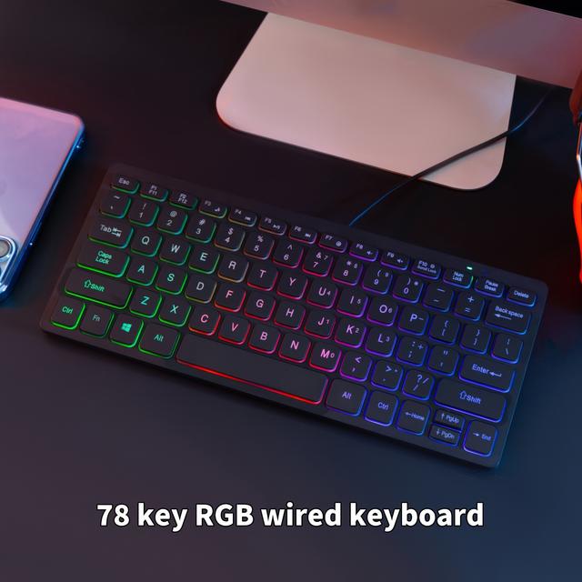 TEMU Wired Usb Rgb Linear Word Luminous Keypad For Home Office, Compatible With Universal Notebooks And Desktop Computers, Featuring An Layout