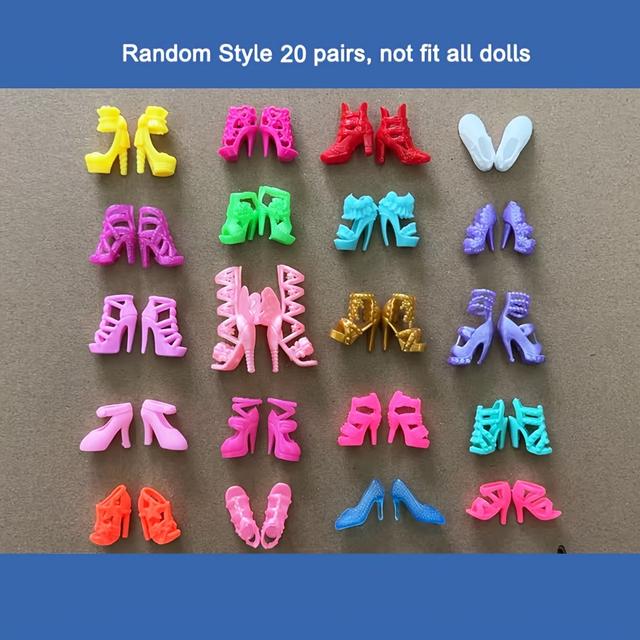 TEMU 20 Pairs Of Fashion Doll Shoes, High Heels, Flat Shoes, Boots And Other Styles, 11.5 Inch Doll Accessories