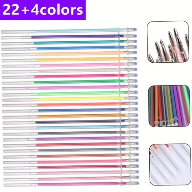 TEMU Set Of Refills For Neon Painting Pens, Including Round-tipped Watercolor Gel And Glitter Highlighter Replacements