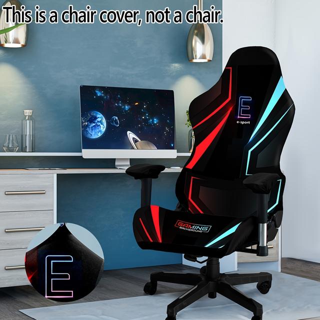 TEMU Modern Stretch Chair Slipcover, High Elasticity Washable Office Gaming Chair Covers, Design, Polyester And Spandex Blend (92% Polyester, 8% Spandex), Fits Home And Office Decor Chairs