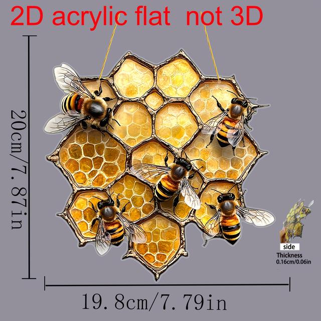 TEMU 2d Flat - A 2d Flat Acrylic Window Hanging Featuring A A Hive, Sun Catchers, Cars, Walls, Gardens, , Bedrooms, Offices, Kitchens, And Outdoor Terrace Decorations, Making It A Perfect Gift For