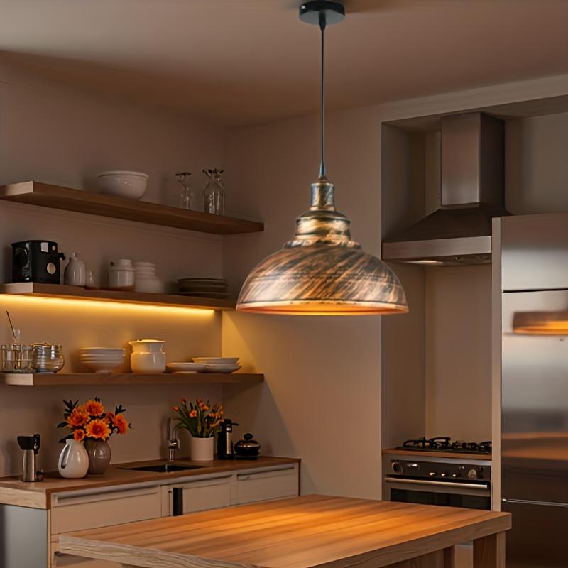 TEMU Industrial Dome Pendant Light, Light Industrial Rusty Pendant Lamp, Old-fashioned Chandelier Bronze, Suitable For Kitchen And Dining Space, Living Room, Balcony Hall