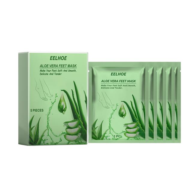 TEMU 5pcs Aloe Vera Moisturizing Foot Mask Set - Hydrating Foot Care, Skin Moisturizing, Cleansing, And Massage Foot Mask Sheets With For Home And Travel Use