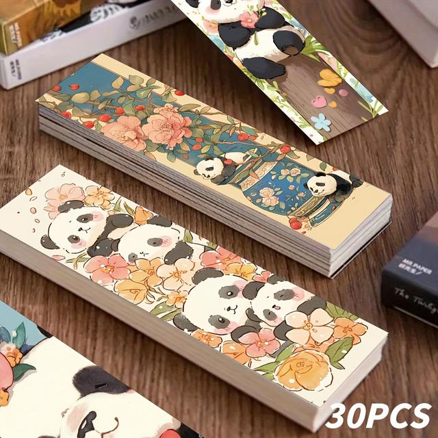 TEMU Un paquete de 30 marcapáginas de pandas adorables, diseñados creativamente para marcar libros y decorar notas.