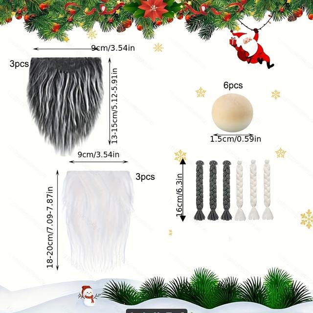 TEMU 18pcs Christmas Gnome Craft Kit With Beards, Braids & Pom Poms - Diy Dwarf Ornament Making Set For Festive Home Party Decorations, Winter, New Year