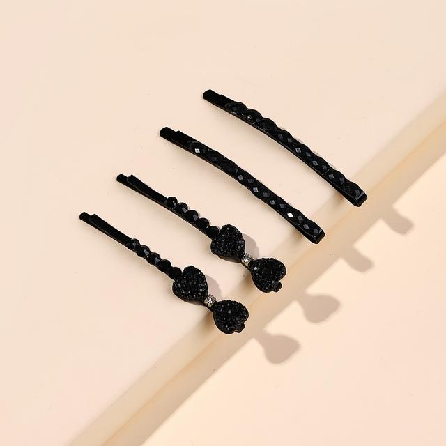 TEMU 4pcs Elegant Bow Hair Clips - One-piece Shape With Clip-on For Braids, Ponytails, Buns | Crystal-accented Bows For &, Daily Wear, Weddings, , Parties | Hair Accessories