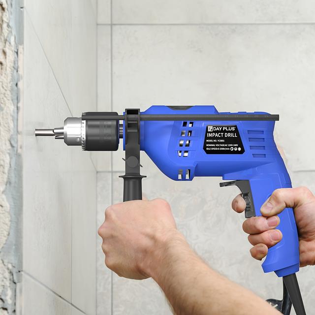 TEMU Power 230v 850 W Rotary Hammer Drill Set Wood Concrete Steel Stone Drill Machine With 360 Degree Rotatable Side Handle 3000rpm Variable Speed Depth Gauge 13mm Chuck And Drill Bits (5/6/8mm)