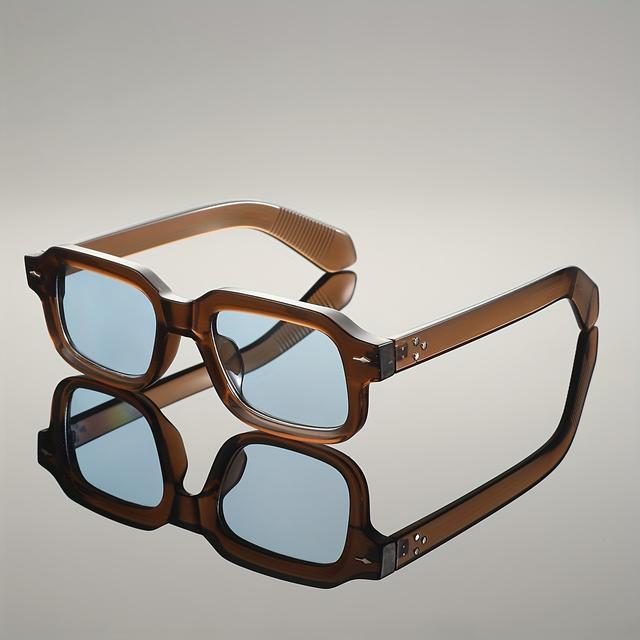 TEMU 1pc Men's And Women's Classic Retro Square Frame Sunglasses - Adult Gifts, Durable And Lenses, Decorative Ordinary Sunglasses Without Lenses, Suitable For Parties And Daily Matching