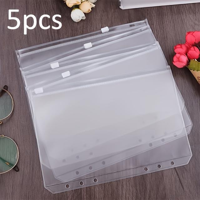 TEMU 5pcs Of A5 Size Zipper Binder, 6-ring Transparent Cash , Pvc Notebook And Document Organizer.