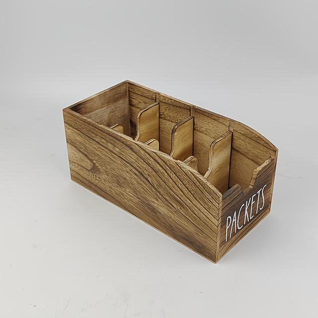 TEMU Wooden Spice Organizer With 4 Compartments - A Storage Solution For Seasonings And Snacks Cabinet