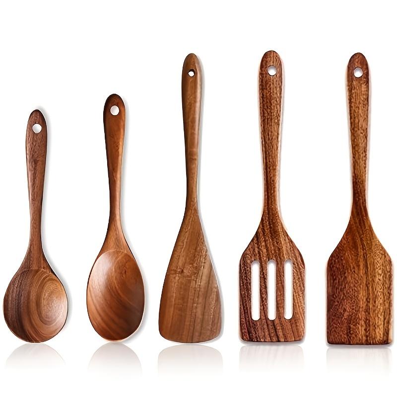 TEMU The Warmth Of Natural Wood Is Extremely Charming! 2/5pcs Wooden Kitchen Tools Suitable For Various Cooking , And Cooking Utensils