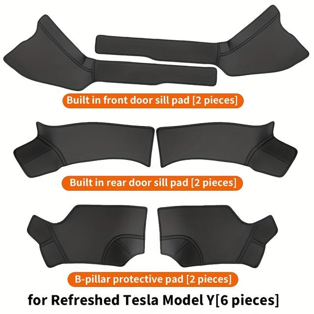 TEMU For 2025 Refreshed For For Front And Rear Door Sill Protection Pads, Built-in Threshold Kick Pad, Welcome Pedal Anti Stepping Anti Protection Pad, B-pillar Protection Sticker, 6pcs Set