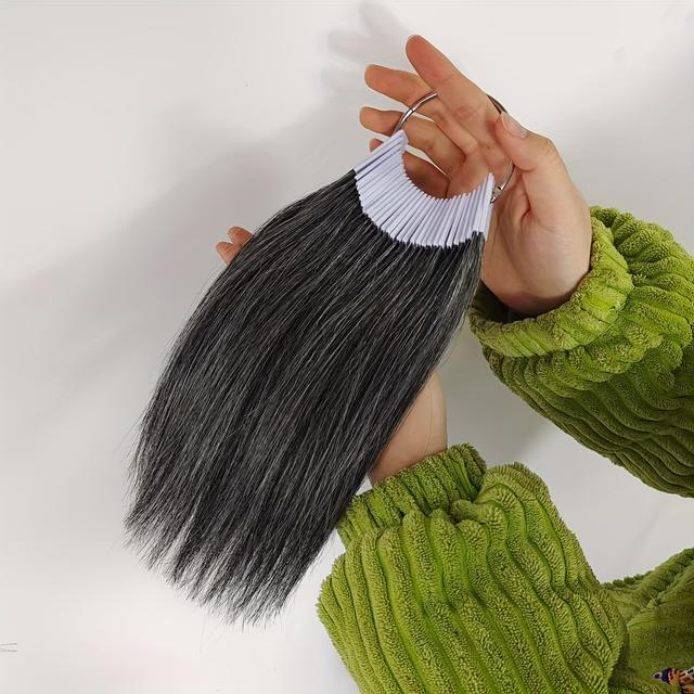 TEMU 8인치 인간 머리카락 컬러 링 - 싱글 스트랜드 테스트 헤어 포함, 100% 실제 인간 머리카락, 살롱 염색 연습, 헤어 익스텐션 및 컬러 스웨치용, 미용실 용품, 헤어드레싱 테스트 스트랜드