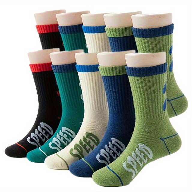 TEMU 10 Pairs Of Socks, Medium Thickness For Boys, Suitable For Spring, Autumn, And Winter, Including Mid-calf Socks For Boys And Girls
