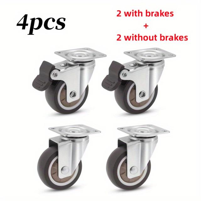 TEMU 4er-Set Hochleistungs-2" Rollen mit Bremsen - Leise, Keine Bodenmarken, 600lbs Tragfähigkeit, 360° Drehbare Oberteilplatte für Möbel, Werkbank & Wagen